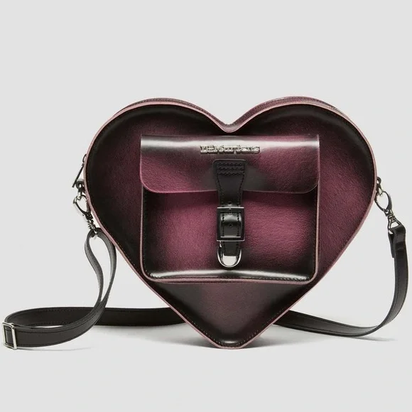 Dr. martens Heart Shaped Distressed Leather Backpack doc marten bag pink black - Picture 4 of 17